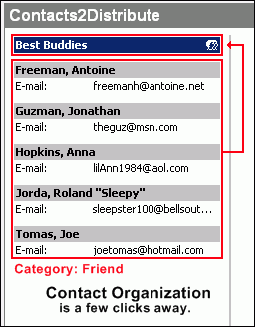 Contacts2Distribute - Organize Outlook contacts by categories.